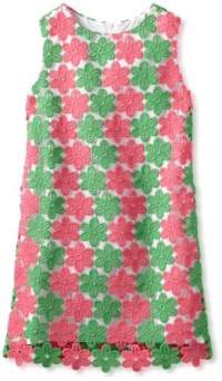 Lilly Pulitzer Girls 7-16 Little Classic Shift Textured, New Green Two Tone Truly Petal Lace, 12 Lilly Pulitzer Girls 7-16 Little Classic Shift Textured, New Green Two Tone Truly Petal Lace, 12
