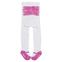 Elegant Baby My Favorite Tights with Mary Jane Shoes, White with Hot Pink Ruffle Bottom Elegant Baby My Favorite Tights with Mary Jane Shoes, White with Hot Pink Ruffle Bottom