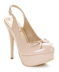 Three's a charm! Add up the baby doll toe, dainty little bow and sky-high stiletto heel and you get the sassy and sweet Cassadi slingback pumps by Baby Phat. Three's a charm! Add up the baby doll toe, dainty little bow and sky-high stiletto heel and you get the sassy and sweet Cassadi slingback pumps by Baby Phat.