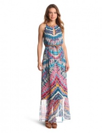 Twelfth Street by Cynthia Vincent Women's Leather Tie Tiered Maxi Dress, New Orbit, Small Twelfth Street by Cynthia Vincent Women's Leather Tie Tiered Maxi Dress, New Orbit, Small