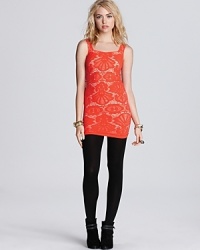 Seamlessly stylish, this printed lace Free People dress brings color and personality to the party in a stretchy dance-worthy silhouette. Seamlessly stylish, this printed lace Free People dress brings color and personality to the party in a stretchy dance-worthy silhouette.