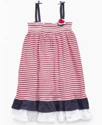 Show off her patriotic side throughout the season with this comfy dress from Osh Kosh. Show off her patriotic side throughout the season with this comfy dress from Osh Kosh.