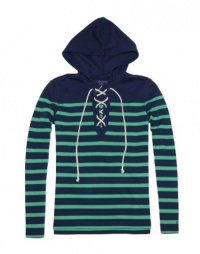 Tommy Hilfiger Women Fashion Tie Front Striped Hoodie Blouse Tommy Hilfiger Women Fashion Tie Front Striped Hoodie Blouse