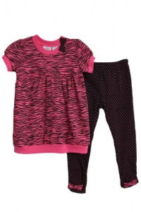 BT Kids Girls (4-6x) 2 pc pink & black zebra print top & polka dot leggings set BT Kids Girls (4-6x) 2 pc pink & black zebra print top & polka dot leggings set