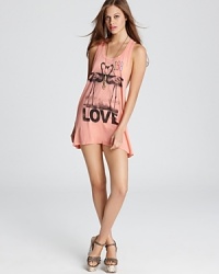 A vintage-inspired graphic imbues this ultra-abbreviated Rebel Yell tank dress with retro flair. A vintage-inspired graphic imbues this ultra-abbreviated Rebel Yell tank dress with retro flair.