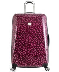 Get ready for a wild ride. A bright take on the beloved animal print puts a sassy fashion-forward bag at your side. The hardside construction and easy-glide spinner wheels keep tabs on your territory, providing incredible protection and hassle-free mobility. 10-year warranty. Get ready for a wild ride. A bright take on the beloved animal print puts a sassy fashion-forward bag at your side. The hardside construction and easy-glide spinner wheels keep tabs on your territory, providing incredible protection and hassle-free mobility. 10-year warranty.