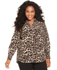 Get spotted in Style&co.'s roll-tab sleeve plus size shirt, finished by an animal print. Get spotted in Style&co.'s roll-tab sleeve plus size shirt, finished by an animal print.