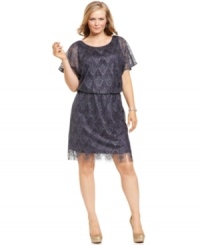 SL Fashions' plus size dress was made for the dancefloor with a blouson-style fit, fringed hem and plenty of metallic sparkle to catch the light. SL Fashions' plus size dress was made for the dancefloor with a blouson-style fit, fringed hem and plenty of metallic sparkle to catch the light.