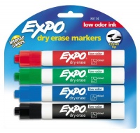Expo Low Odor Chisel Tip Dry Erase Markers, 4 Colored Markers(80174) Expo Low Odor Chisel Tip Dry Erase Markers, 4 Colored Markers(80174)