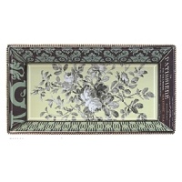 Fringe grand gray rose beaded glass tray. Features a vintage-inspired floral pattern kiln-fired to glass. With high-sided, beveled edges and beaded details along rim. Wipe with a damp cloth to clean. Perfect for personal use or gift giving. Fringe grand gray rose beaded glass tray. Features a vintage-inspired floral pattern kiln-fired to glass. With high-sided, beveled edges and beaded details along rim. Wipe with a damp cloth to clean. Perfect for personal use or gift giving.