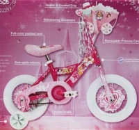 New Disney Princess 12 Inch Bike for Girls - Pink Color with Glimmering & Sparkling Streamers and Doll Carriage Included New Disney Princess 12 Inch Bike for Girls - Pink Color with Glimmering & Sparkling Streamers and Doll Carriage Included
