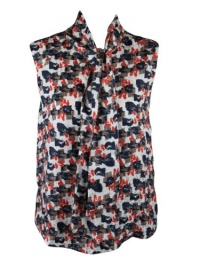 Suno womens scarf tie neck sleeveless silk blouse top Suno womens scarf tie neck sleeveless silk blouse top