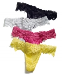 Equal parts lacy and racy. Styled in leopard-patterned mesh and topped off with a lace waistband, this thong by JT Intimates is a bold beauty. Style #27302LTH Equal parts lacy and racy. Styled in leopard-patterned mesh and topped off with a lace waistband, this thong by JT Intimates is a bold beauty. Style #27302LTH