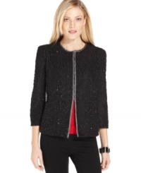 Add sparkle to your wardrobe with this glittering fitted jacket in classic black. From Elementz. Add sparkle to your wardrobe with this glittering fitted jacket in classic black. From Elementz.