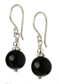 Black Onyx Simple Drop with Sterling Silver Earrings