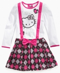 Classy cute. An argyle skirt and suspender details gives this dress from Hello Kitty a retro cute that will complement her looks. Classy cute. An argyle skirt and suspender details gives this dress from Hello Kitty a retro cute that will complement her looks.