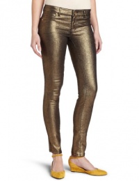 XOXO Juniors Metallic Foil Finished Denim Pant, Gold, 7/8 XOXO Juniors Metallic Foil Finished Denim Pant, Gold, 7/8