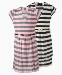 Cute and charming, this belted sweater dress from Guess has a fitted feel to give her a fun fashion to add to her closet. Cute and charming, this belted sweater dress from Guess has a fitted feel to give her a fun fashion to add to her closet.