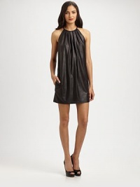 This silk-lined, leather-look style is shaped with soft pleats and finished with side pockets.Gathered necklineSleevelessContrast-lined side slash pocketsConcealed back zipSilk liningAbout 18 from natural waistPolyesterDry cleanImportedModel shown is 5'10 (177cm) wearing US size 4. This silk-lined, leather-look style is shaped with soft pleats and finished with side pockets.Gathered necklineSleevelessContrast-lined side slash pocketsConcealed back zipSilk liningAbout 18 from natural waistPolyesterDry cleanImportedModel shown is 5'10 (177cm) wearing US size 4.