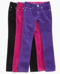 These girls corduroy skinny pants from Guess are an essential piece for her fall wardrobe. These girls corduroy skinny pants from Guess are an essential piece for her fall wardrobe.