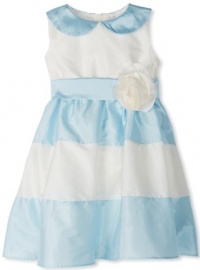 Us Angels Girls 2-6X Peterpan Collar Dress With Contrast Tier Skirt, Ivory/Blue, 4 Us Angels Girls 2-6X Peterpan Collar Dress With Contrast Tier Skirt, Ivory/Blue, 4