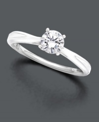Dazzle her with a solitaire diamond. Turn a moment into pure magic with this sparkling round-cut diamond (1/2 ct. t.w.) set in 18k white gold. IGI Certified diamond. Dazzle her with a solitaire diamond. Turn a moment into pure magic with this sparkling round-cut diamond (1/2 ct. t.w.) set in 18k white gold. IGI Certified diamond.