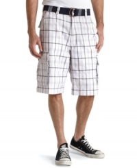 A belt at the waist gives these relaxed fit cargo shorts from Levi's plenty of casual style. A belt at the waist gives these relaxed fit cargo shorts from Levi's plenty of casual style.
