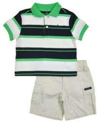 Nautica Infant Boys Stripe Jade Pique Polo 2Pc Short Set (18M) Nautica Infant Boys Stripe Jade Pique Polo 2Pc Short Set (18M)
