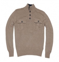 Tommy Hilfiger Men Henley Front Pocket Sweater Pullover Tommy Hilfiger Men Henley Front Pocket Sweater Pullover