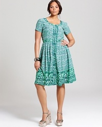 Lend an optic pop to your daily rotation with this Melissa Masse Plus dress. A vibrant contrast of digital prints amps up the easy silhouette for everyday impact. Lend an optic pop to your daily rotation with this Melissa Masse Plus dress. A vibrant contrast of digital prints amps up the easy silhouette for everyday impact.