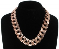 Rose Gold Plated Metal Chain Necklace Chunky Double Link Rose Gold Plated Metal Chain Necklace Chunky Double Link