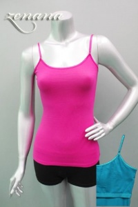 Camisole Layering Tank Top 17 inch w/ Built in Shelf Bra & Adj. Spaghetti Straps, Cotton/Lycra.