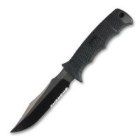 SOG Specialty Knives & Tools E37T-K Seal Pup Elite Knife with Kydex Sheath, Black TiNi