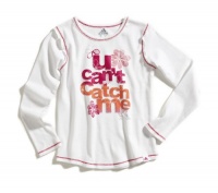 adidas Girls 2-6X Yoga Tee, White/Pink, 5 adidas Girls 2-6X Yoga Tee, White/Pink, 5