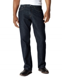 A relaxed-fit jean that combines a comfortable fit with a stylish dark wash. Classic five-pocket styling with signature topstitching on back pockets. A relaxed-fit jean that combines a comfortable fit with a stylish dark wash. Classic five-pocket styling with signature topstitching on back pockets.
