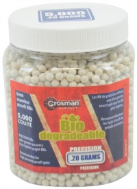 Crosman Biodegradable AirSoft BBs (5000 .20G 6mm, White BBs) Crosman Biodegradable AirSoft BBs (5000 .20G 6mm, White BBs)