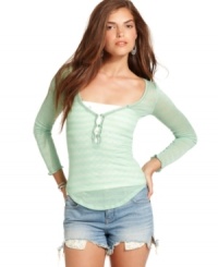 A hot take on the henley, this Free People striped top features metallic details & a burnout effect for a stylish spin on the staple! A hot take on the henley, this Free People striped top features metallic details & a burnout effect for a stylish spin on the staple!