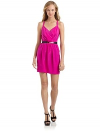 THE LOOKPleated surplice v-neckAdjustable halter strapsElastic waistDual slash pocketsSlim elastic belt with hook closureTHE FITAbout 34 from shoulder to hemTHE MATERIALSilkContrast: acetateCARE & ORIGINDry cleanMade in USAModel shown is 5'8 (172½cm) wearing US size Small. THE LOOKPleated surplice v-neckAdjustable halter strapsElastic waistDual slash pocketsSlim elastic belt with hook closureTHE FITAbout 34 from shoulder to hemTHE MATERIALSilkContrast: acetateCARE & ORIGINDry cleanMade in USAModel shown is 5'8 (172½cm) wearing US size Small.
