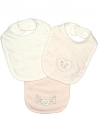 Little Me Baby-Girls Newborn Sweet 2 Bib and Burp Set, White/Pink, One Size