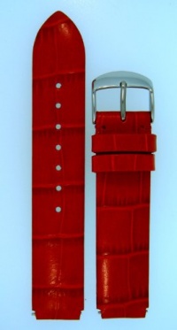 JP Leatherworks Alligator Grain Leather Watchband Fits Philip Stein Large Size 2, 20mm Cherry Red With Spring Bars