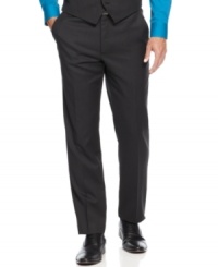 Step out in a sleek silhouette and sophisticated stripes with these slim-fit Alfani dress pants. Step out in a sleek silhouette and sophisticated stripes with these slim-fit Alfani dress pants.