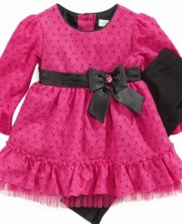 She'll be the prettiest pink flower in the room wearing this floral dress with bow sash plus legging set by Sweet Heart Rose. She'll be the prettiest pink flower in the room wearing this floral dress with bow sash plus legging set by Sweet Heart Rose.