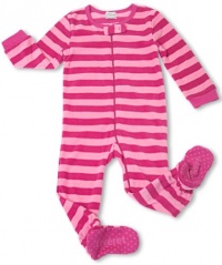 Leveret Footed Dark Pink & Pink Striped Fleece Pajama Sleeper (Size 6m-5t)