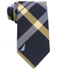 Give any solid shirt a preppy punch with this crisp plaid tie from Nautica. Give any solid shirt a preppy punch with this crisp plaid tie from Nautica.