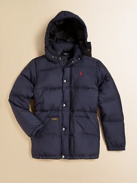 This hooded puffer jacket is crafted from channel-stitched microfiber for lightweight warmth and protection against the elements.Detachable hoodMockneck collarLong sleevesButton-frontElastic cuffs and hemSlanted hand pocketsShell: PolyesterFill: 60% down/40% waterfowlMachine washImported Please note: Number of buttons may vary depending on size ordered. This hooded puffer jacket is crafted from channel-stitched microfiber for lightweight warmth and protection against the elements.Detachable hoodMockneck collarLong sleevesButton-frontElastic cuffs and hemSlanted hand pocketsShell: PolyesterFill: 60% down/40% waterfowlMachine washImported Please note: Number of buttons may vary depending on size ordered.