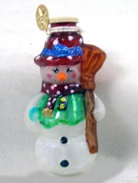 RADKO DRESSED TO CHILL Snowman Starlight Gem Glass Christmas Ornament made in Poland