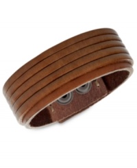 No frills, but plenty of thrills. Fossil's men's bracelet is crafted from brown leather to give it a rugged appeal. Adjusts to fit wrist. Approximate length: 7-7-3/4 inches. No frills, but plenty of thrills. Fossil's men's bracelet is crafted from brown leather to give it a rugged appeal. Adjusts to fit wrist. Approximate length: 7-7-3/4 inches.