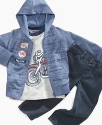 Get him ready to travel anywhere at anytime in this three-piece set from Nannette. Get him ready to travel anywhere at anytime in this three-piece set from Nannette.