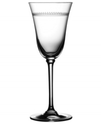 Romance weds modern sensibility in bridal designer Vera Wang's exquisite Grosgrain stemware collection. Echoing the decorative touches that transform a bridal gown, Grosgrain is adorned with a border of textured details. Goblet shown far right. Romance weds modern sensibility in bridal designer Vera Wang's exquisite Grosgrain stemware collection. Echoing the decorative touches that transform a bridal gown, Grosgrain is adorned with a border of textured details. Goblet shown far right.