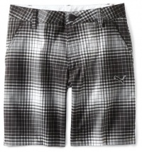 Puma Golf Boy's Ombre Plaid Bermuda, White/Black, Large Puma Golf Boy's Ombre Plaid Bermuda, White/Black, Large